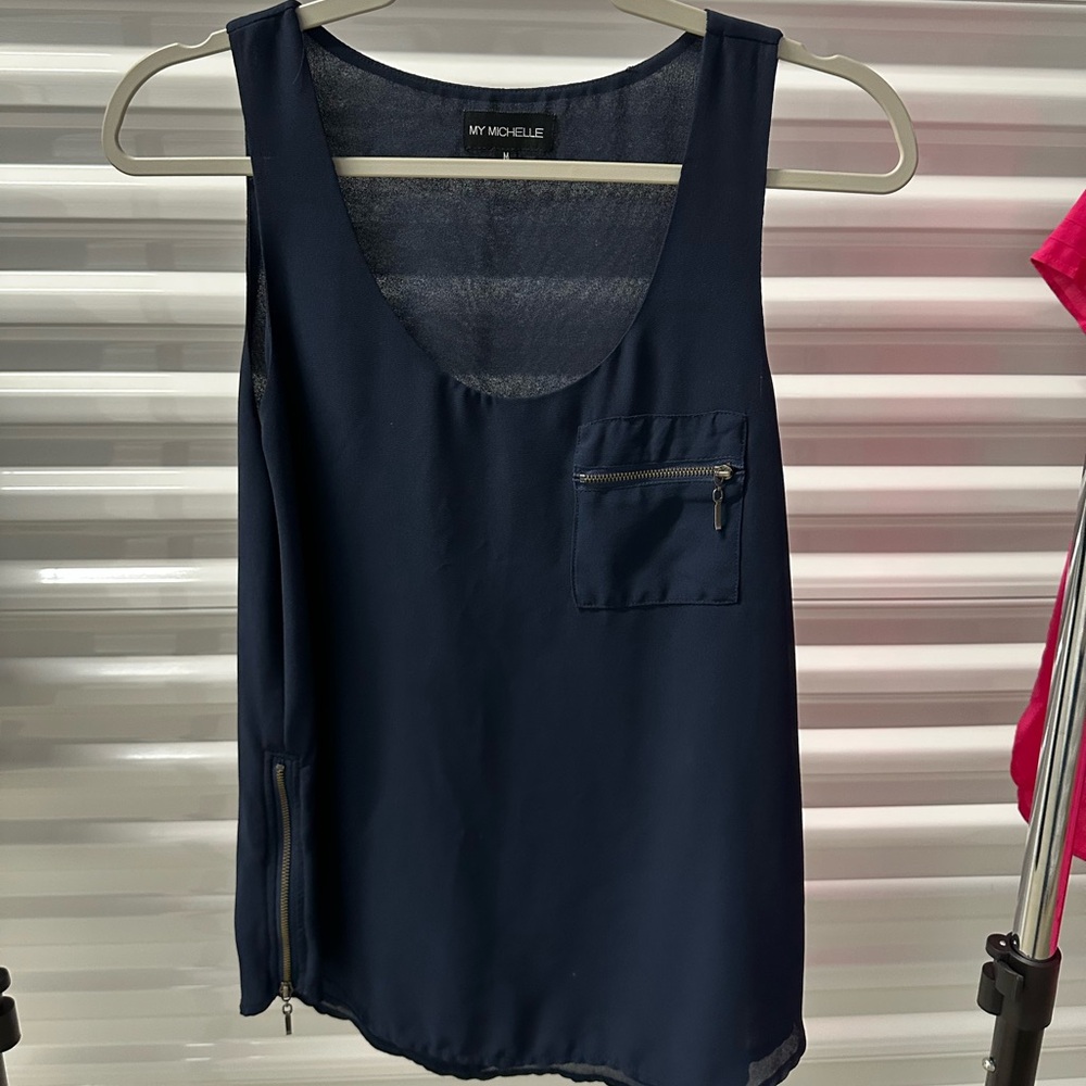 Navy gauzy tank
